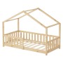 ML-Design Hausbett 80x160 cm, Naturholz, mit Rausfallschutz. Kinderbett im Haus-Design.