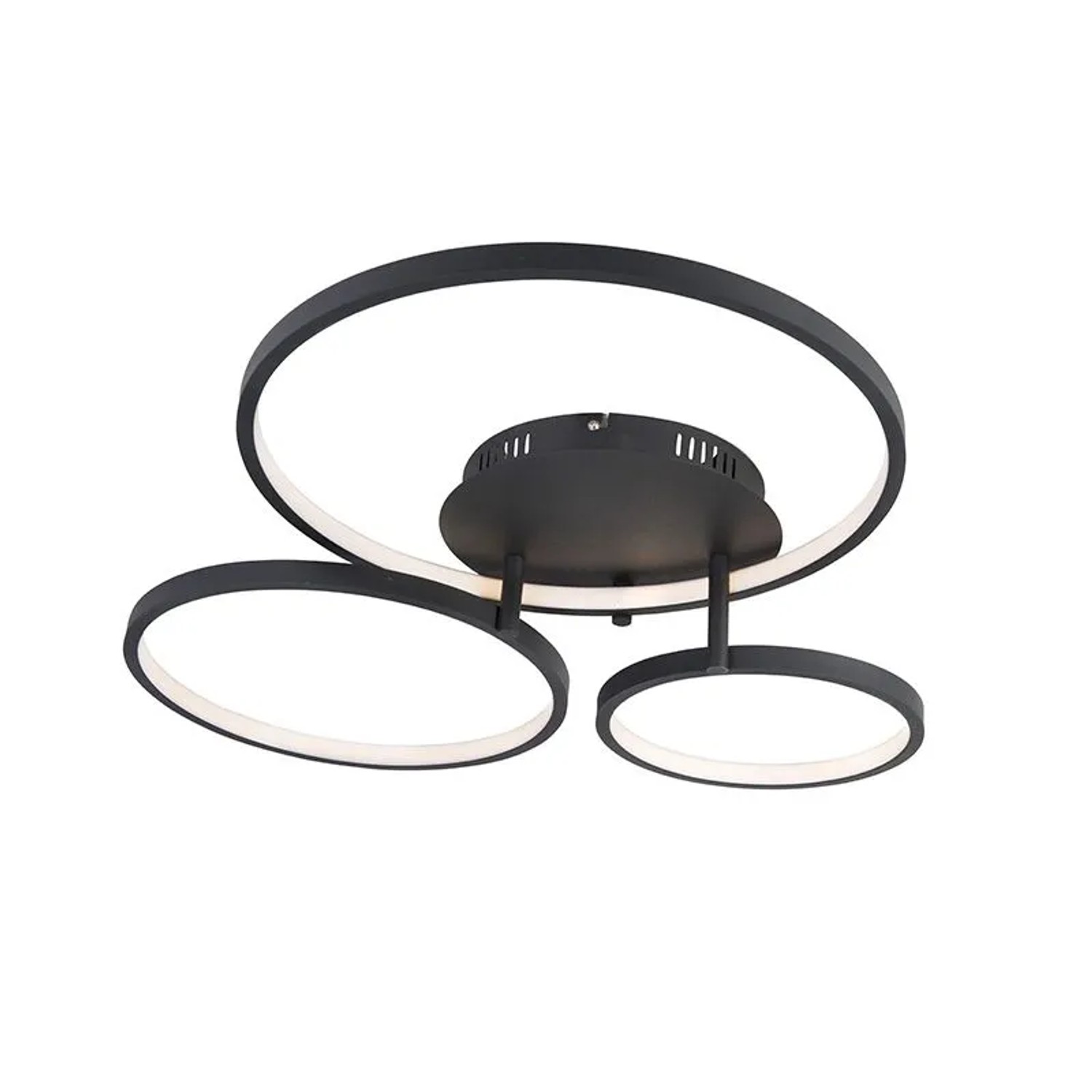 QAZQA Moderne Deckenleuchte Schwarz inkl  LED und Dimmer Rondas