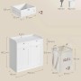 Songmics Badezimmerschrank Siren, weiß, mit 2 Schubladen und Wäschekörben, Maße.