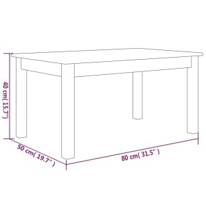 vidaXL Couchtisch, 80x50x40 cm, Kiefer Massivholz, Modell 2. Schlichtes Design mit robustem Holzrahmen.