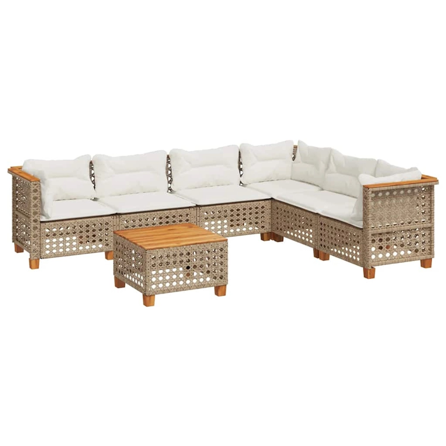 vidaXL 7-Tlg Garten-Sofagarnitur mit Kissen Beige Poly Rattan 3261868 günstig online kaufen