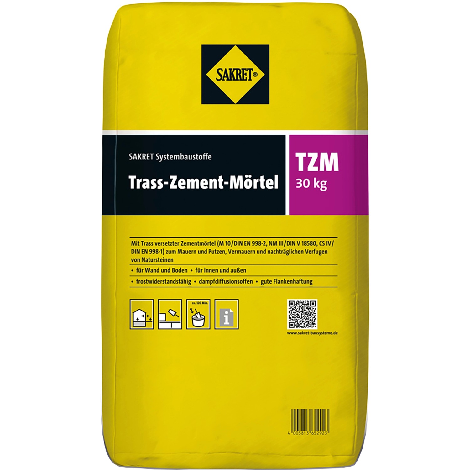 Sakret Trass-Zement-Mörtel TZM Grau 30 kg