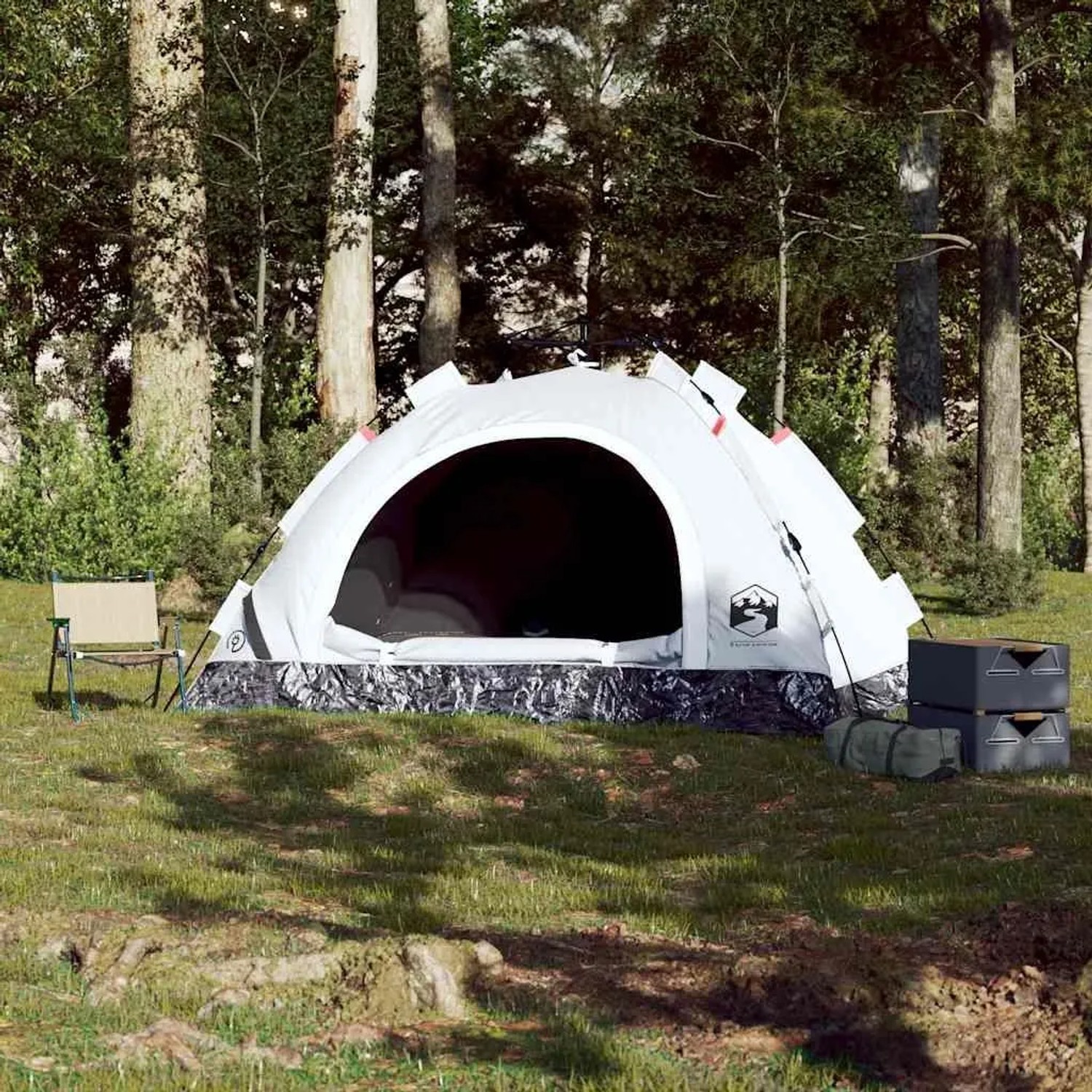 vidaXL Campingzelt 3 Personen Weiß Verdunkelungsstoff Quick Release 4004168_4
