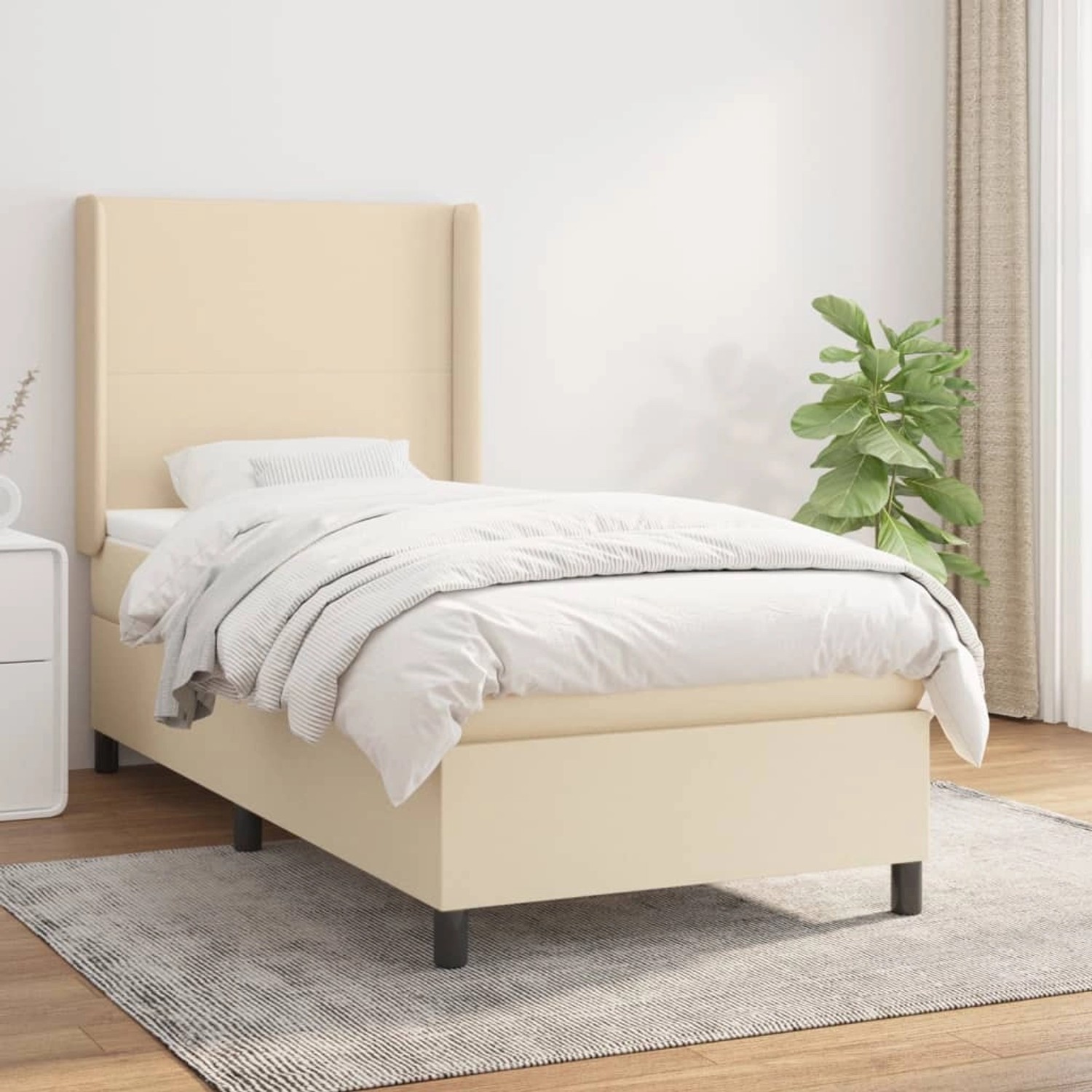 vidaXL Boxspringbett mit Matratze Creme 90x200 cm Stoff1376795 günstig online kaufen