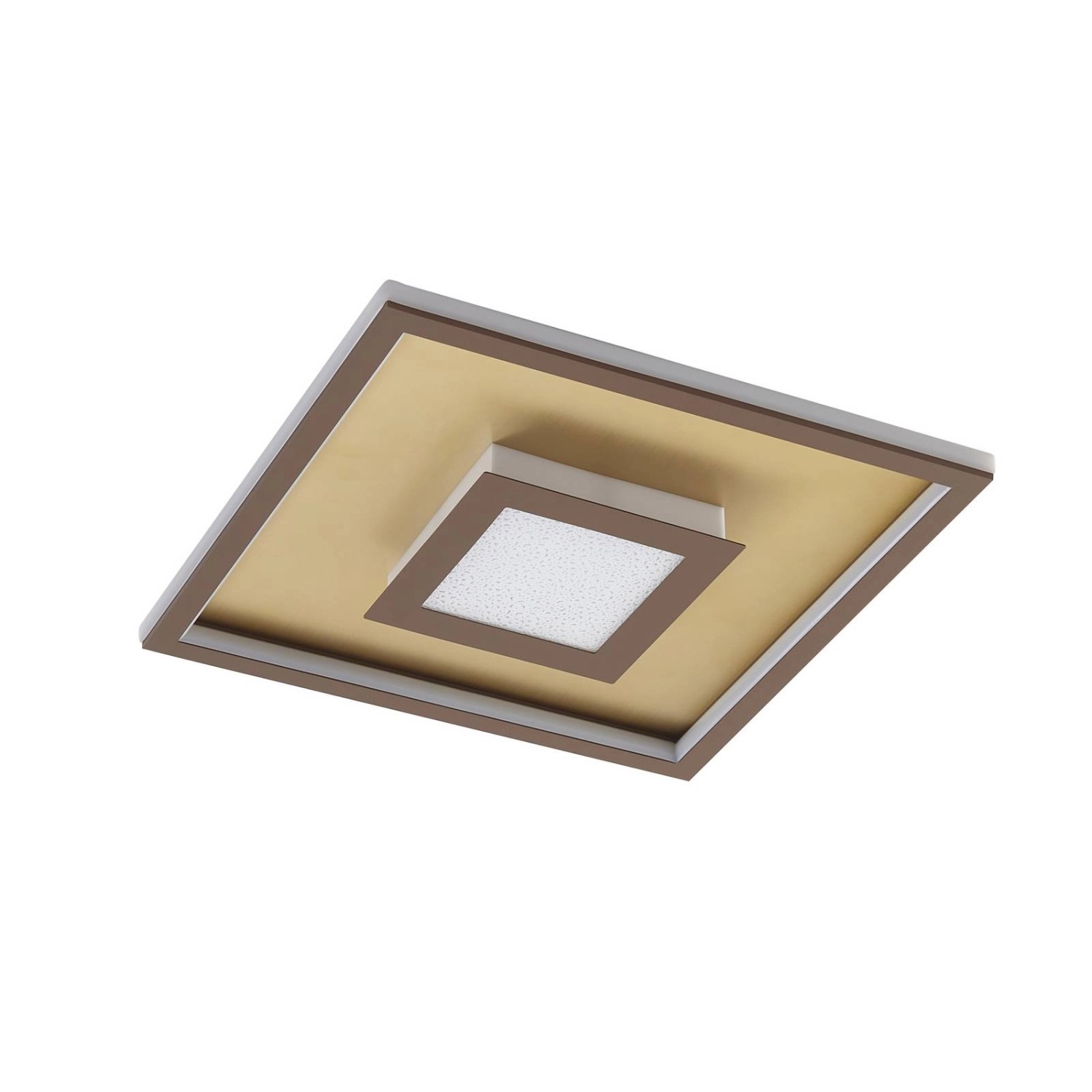 Lindby LED Deckenleuchte Pekela 10008789 Dimmbar mit Leselampe Modern in Braun aus Aluminium 1-flammig Wohnzimmerleuchte