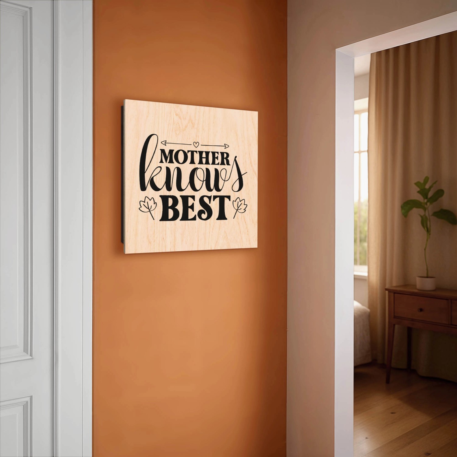 Banjado Schlüsselkasten aus Holz, 30x30cm, mit Motiv "Mutter Weisheit" und 50 Haken. Schlüsselbox für die Wand.