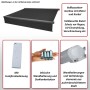 Anthrazitgraue MCW Kassettenmarkise 5x3m mit Volant, Motor, Kurbel, Funkfernbedienung und Wandhalterung.