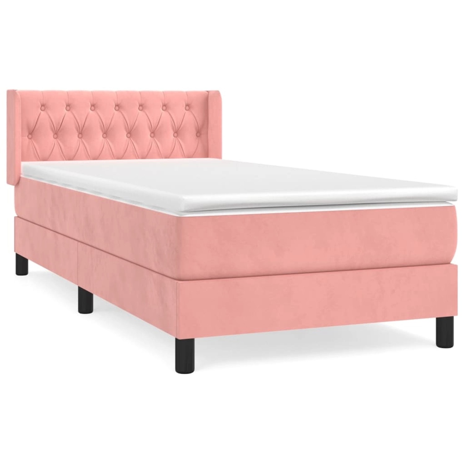 vidaXL Boxspringbett mit Matratze Rosa 90x200 cm Samt 3131122 günstig online kaufen