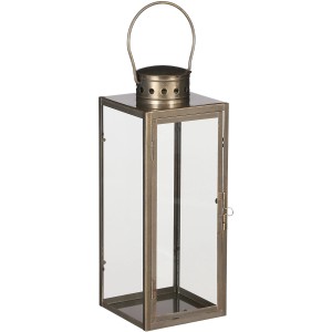 Goldene Mica Decorations Laterne Arzilla, 34,5 cm hoch, aus Metall und Glas für stimmungsvolle Beleuchtung.