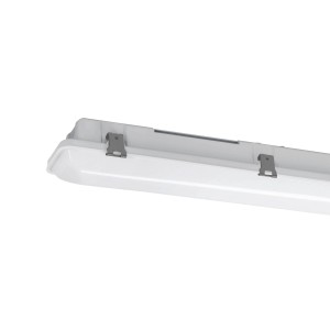 Weiße Eglo LED-Feuchtraumleuchte Ammoniak, 149 cm, für Innen- und Außenbereiche.