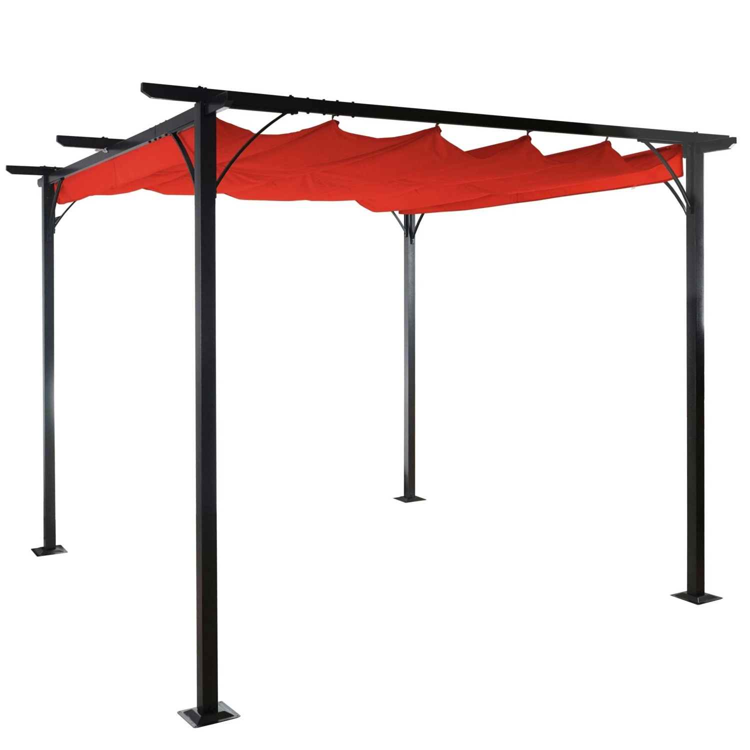 BERLINLODGE Pergola HxBxT 232x350x350cm Garten Pavillon Terrakotta Stabiles 6cm-Gestell Und Schiebedach