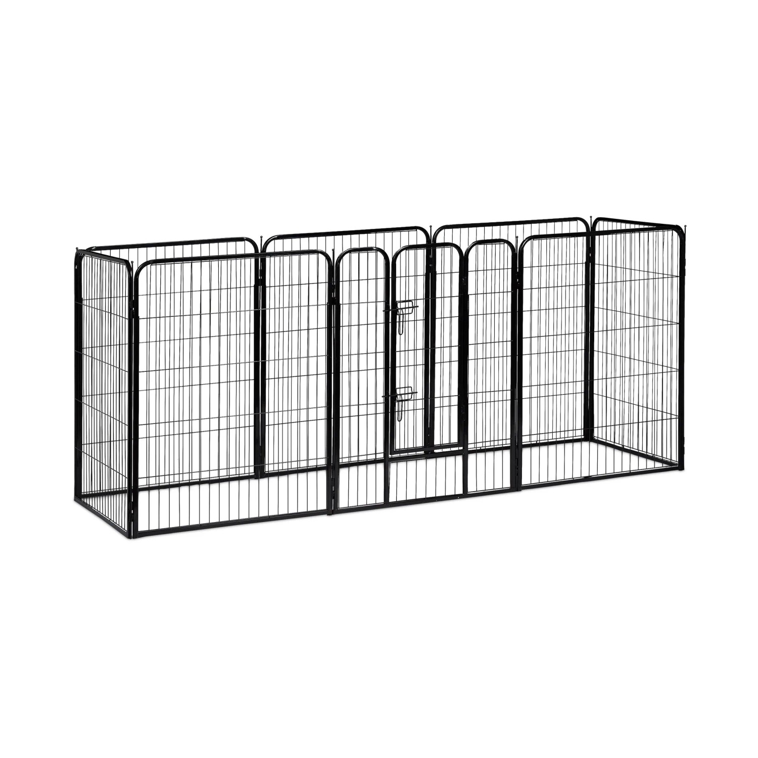 Relaxdays Welpenauslauf Stahl Schwarz Steckbar 100 cm x 76,5 cm x 235 cm 23,2 kg