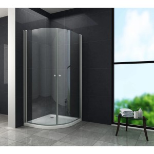 Glasdeals Duschkabine MARISO 90x90 cm, Viertelkreis, rahmenlos, mit Klarglas