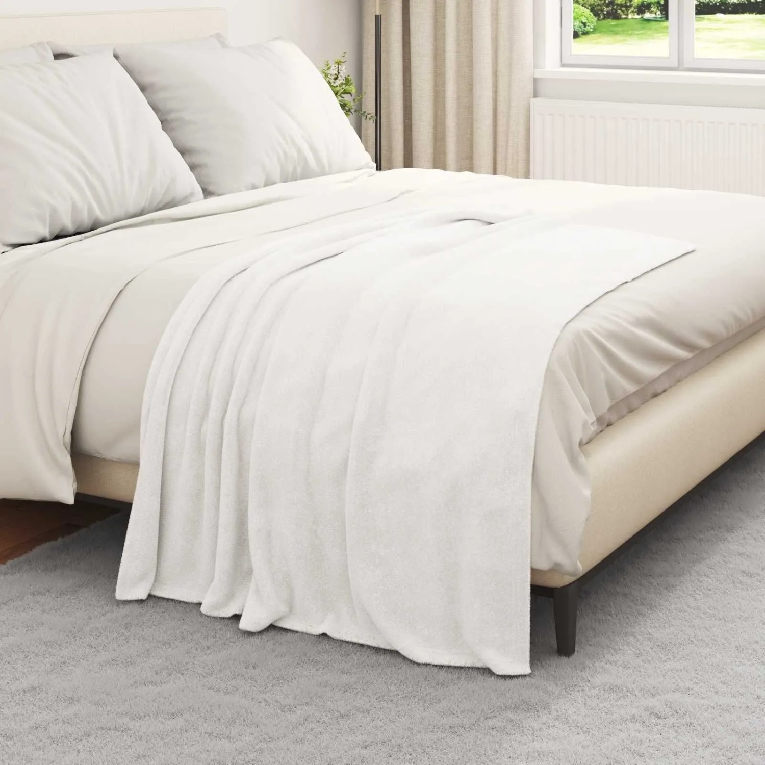 vidaXL Überwurfdecke Weiß 130 x 150 cm Fleece 42016781_3