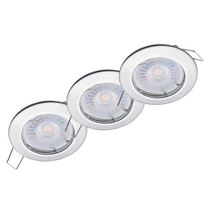 Oktaplex 3er Set LED Einbauspot Sedan 3-Step Dimmbar Warmweiß 3000K 380lm 4,8W Chromoptik Deckenstrahler