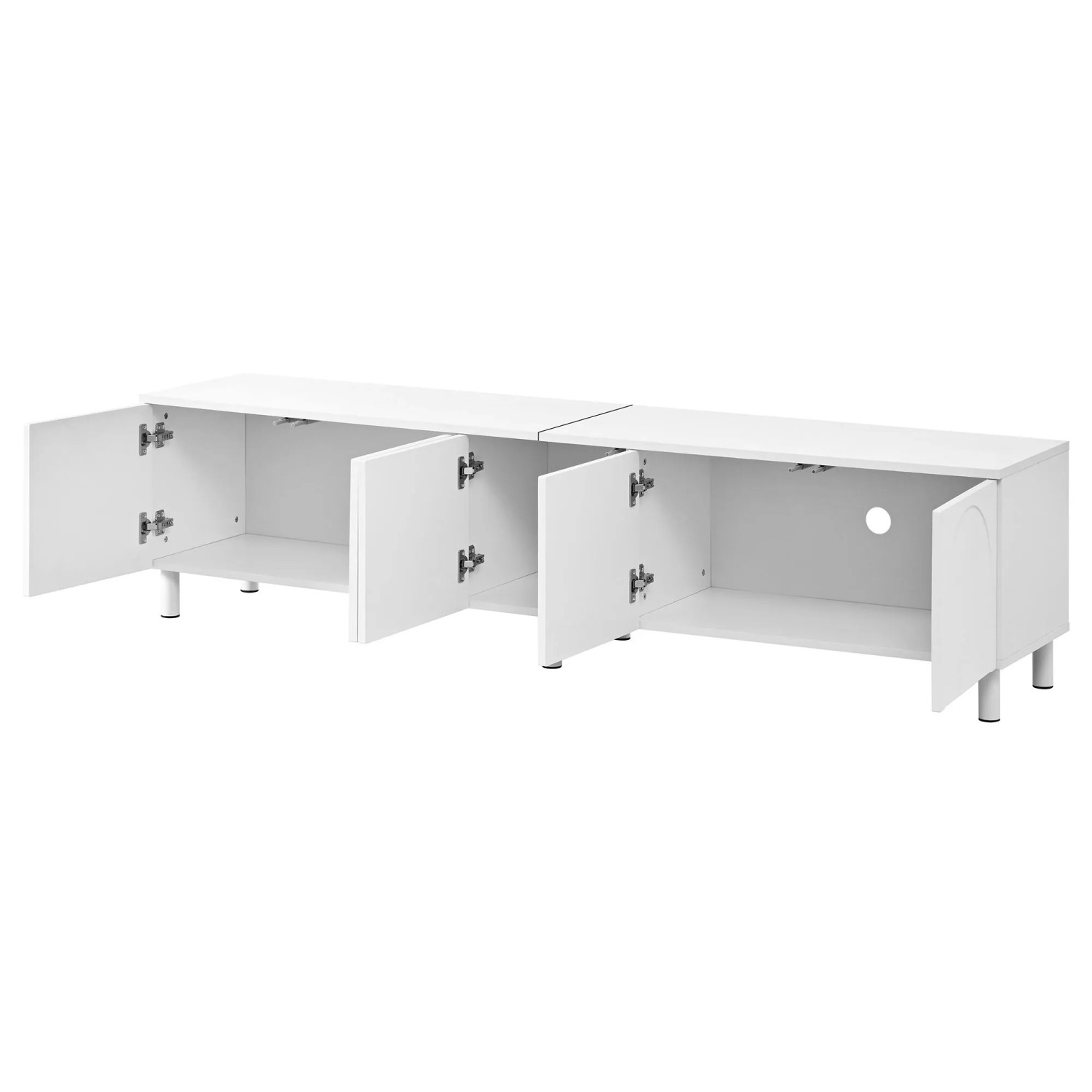 okwish Lowboard Fernsehtisch mit 5 Türen Metallfüße Wohnz 180x38x45cm Weiß