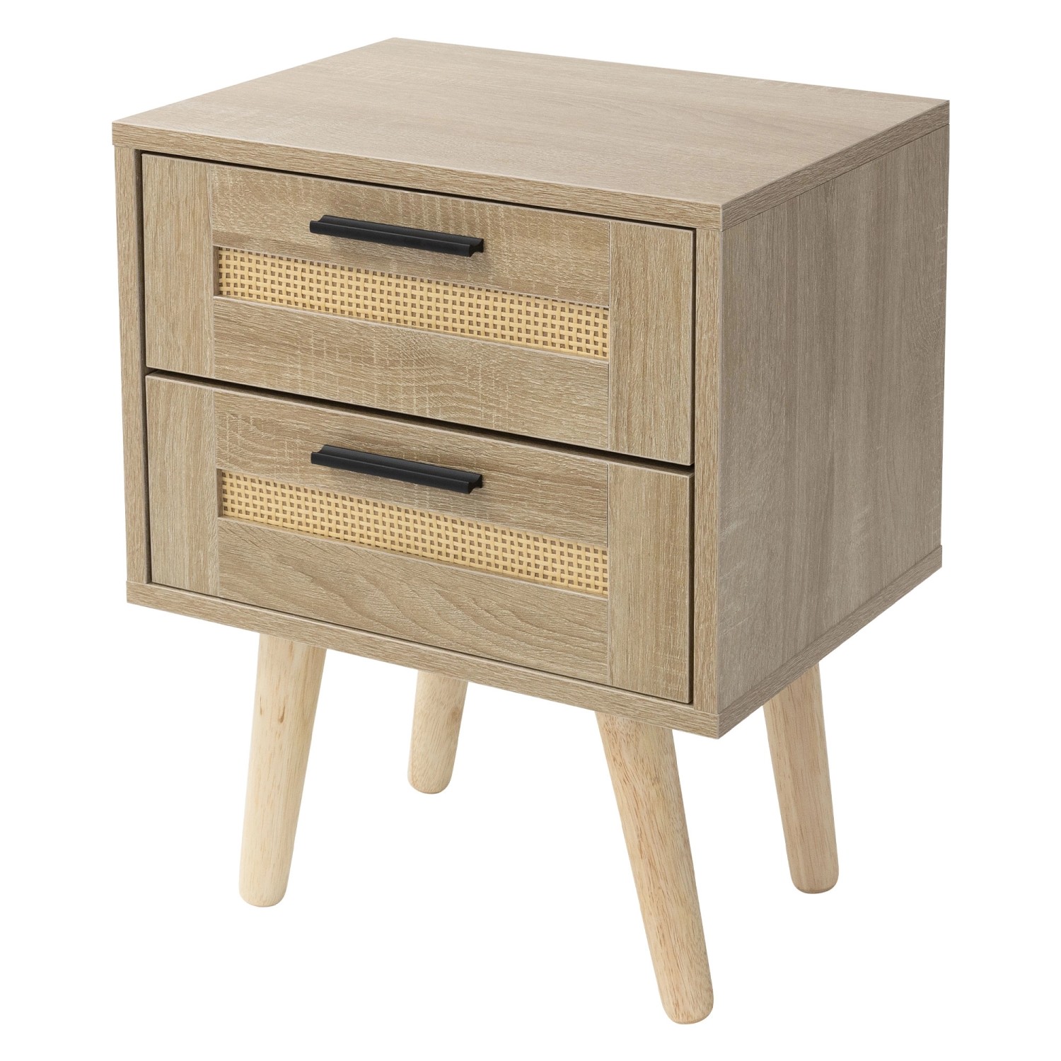 ML-Design Nachttisch mit 2 Schubladen 40x50,5x30cm Eiche Optik Schrank günstig online kaufen