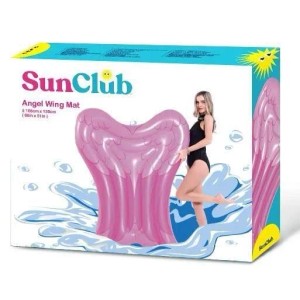 Verpackung der SunClub Luftmatratze Engelflügel, 168x130 cm. Aufblasbare Poolliege im Karton.