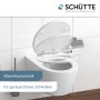 Schütte WC-Sitz Diamond mit Absenkautomatik auf Wand-WC, geöffnet.
