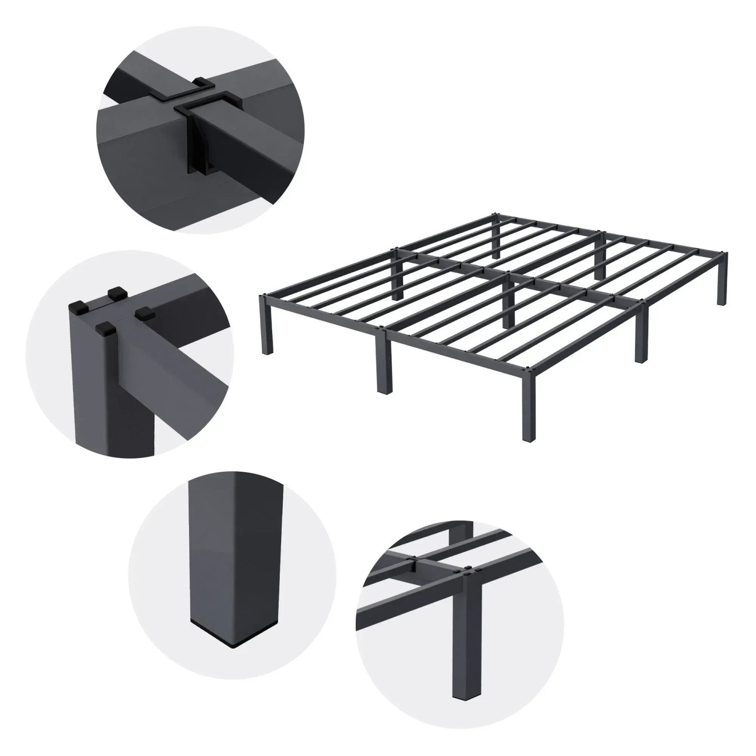 ML-Design Metallbett 160x200 cm, Stahlrahmen mit Lattenrost, anthrazitfarben.