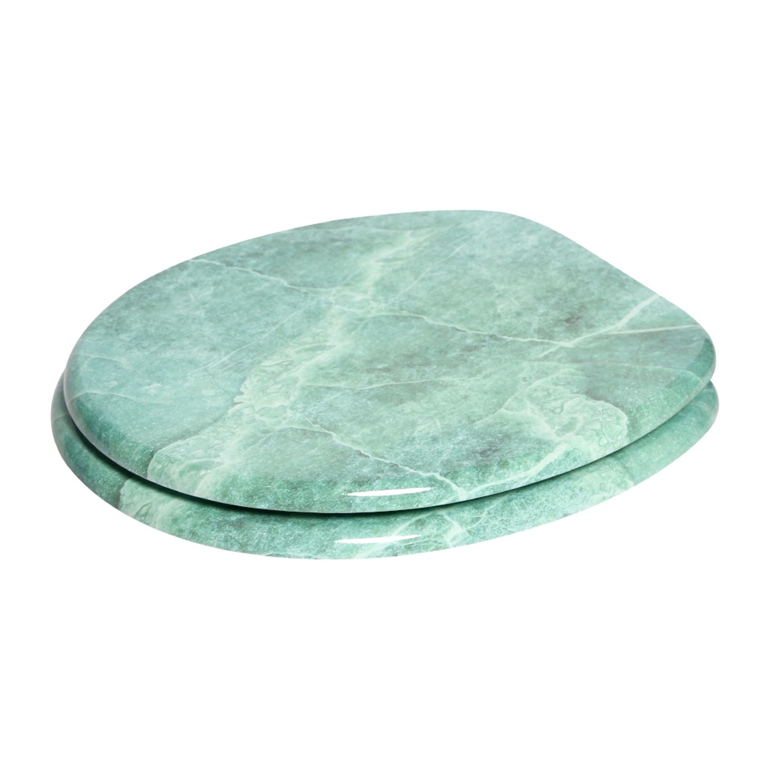 Sanilo WC-Sitz Marmor Grün aus Holz, stabiler Toilettendeckel mit Marmor-Optik.