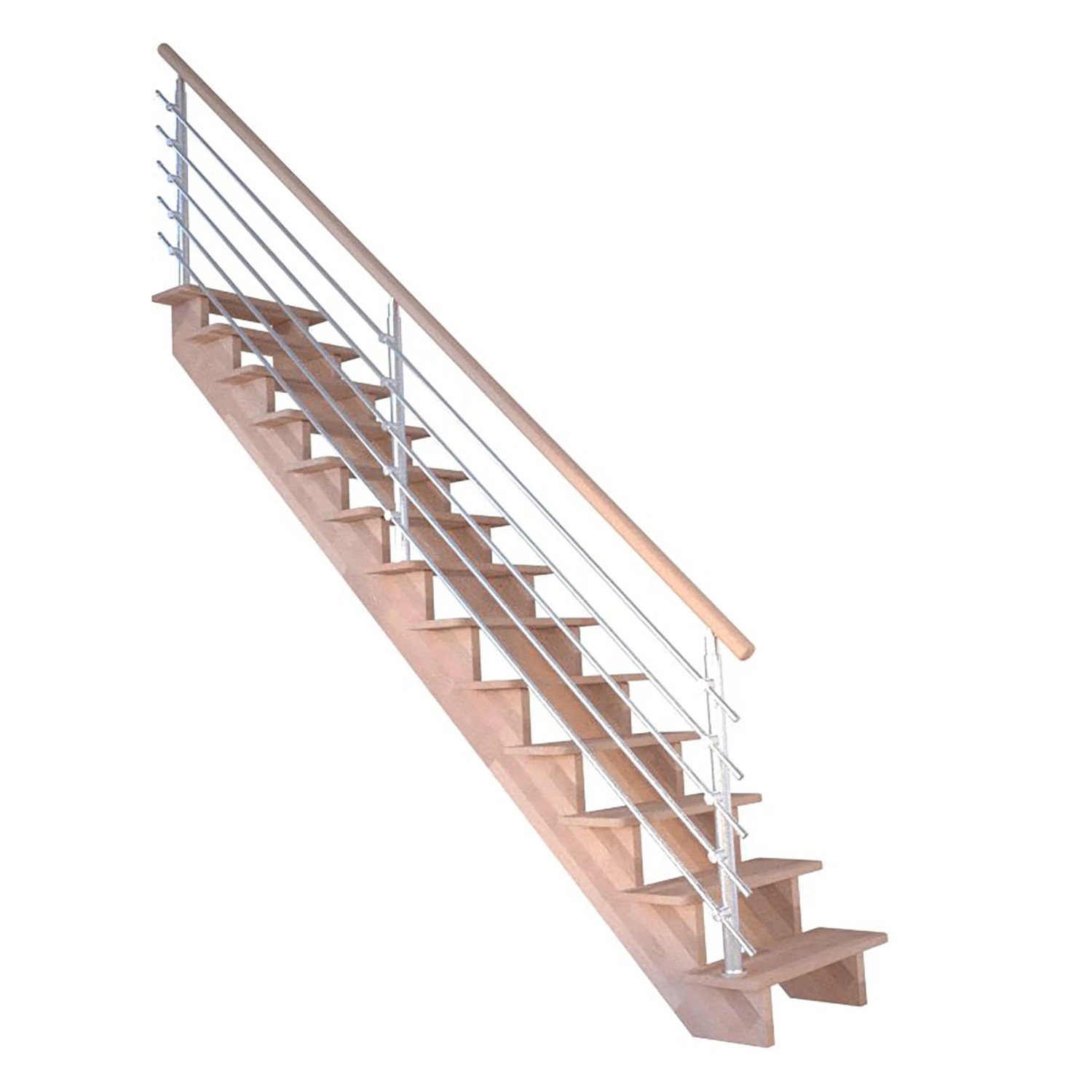 Treppe Lindos Pro Buche Gerade 80 cm Design-Geländer-Edelstahl FSC® günstig online kaufen