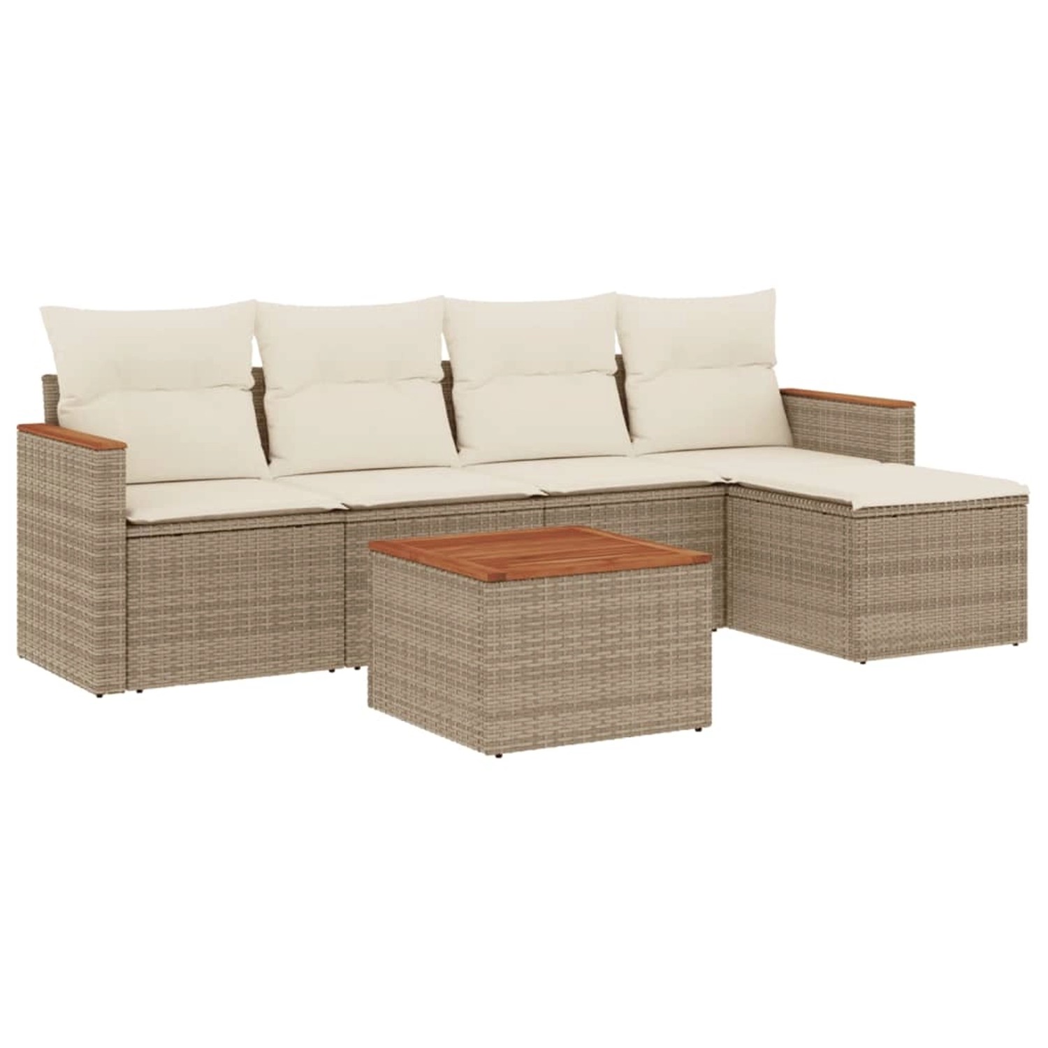 vidaXL 6-Tlg Garten-Sofagarnitur mit Kissen Beige Poly Rattan 3225925 günstig online kaufen