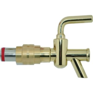 Goldfarbener Messing-Zapfhahn Rheinland mit Arretierautomatik für präzises Bier-Zapfen.