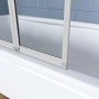 Badewannenaufsatz, 5-teilige Faltwand aus ESG-Glas, weißer Rahmen.