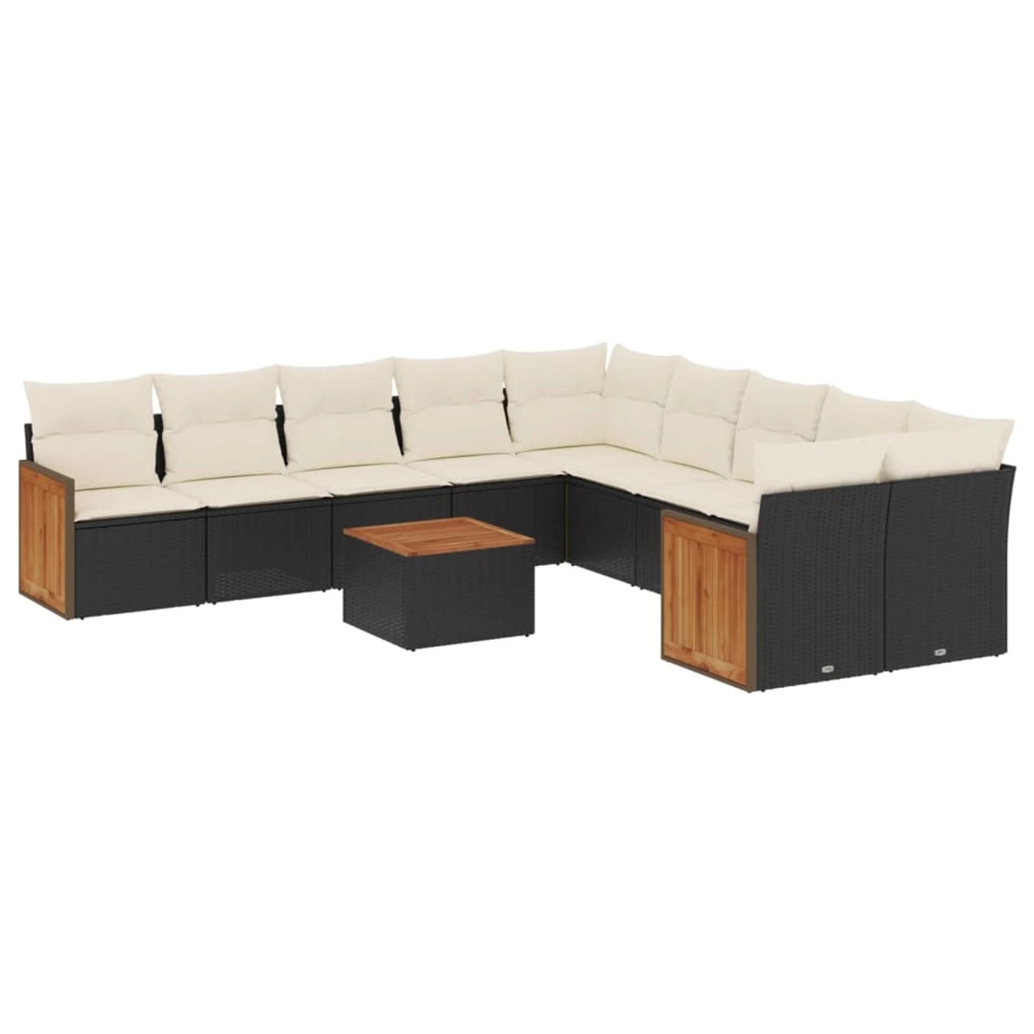 vidaXL 11-Tlg Garten-Sofagarnitur mit Kissen Schwarz Poly Rattan 3228037 günstig online kaufen
