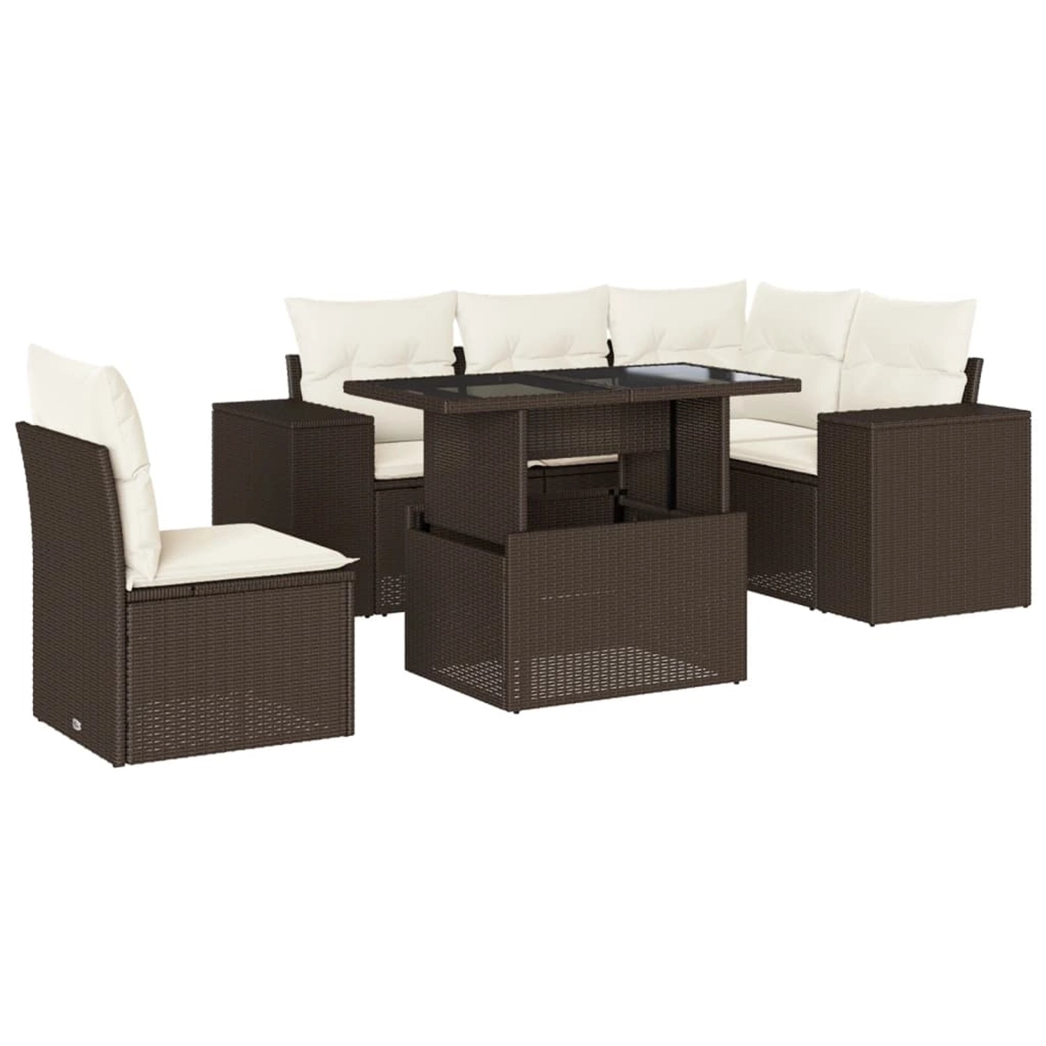 vidaXL 6-Tlg Garten-Sofagarnitur mit Kissen Braun Poly Rattan 3269173 günstig online kaufen