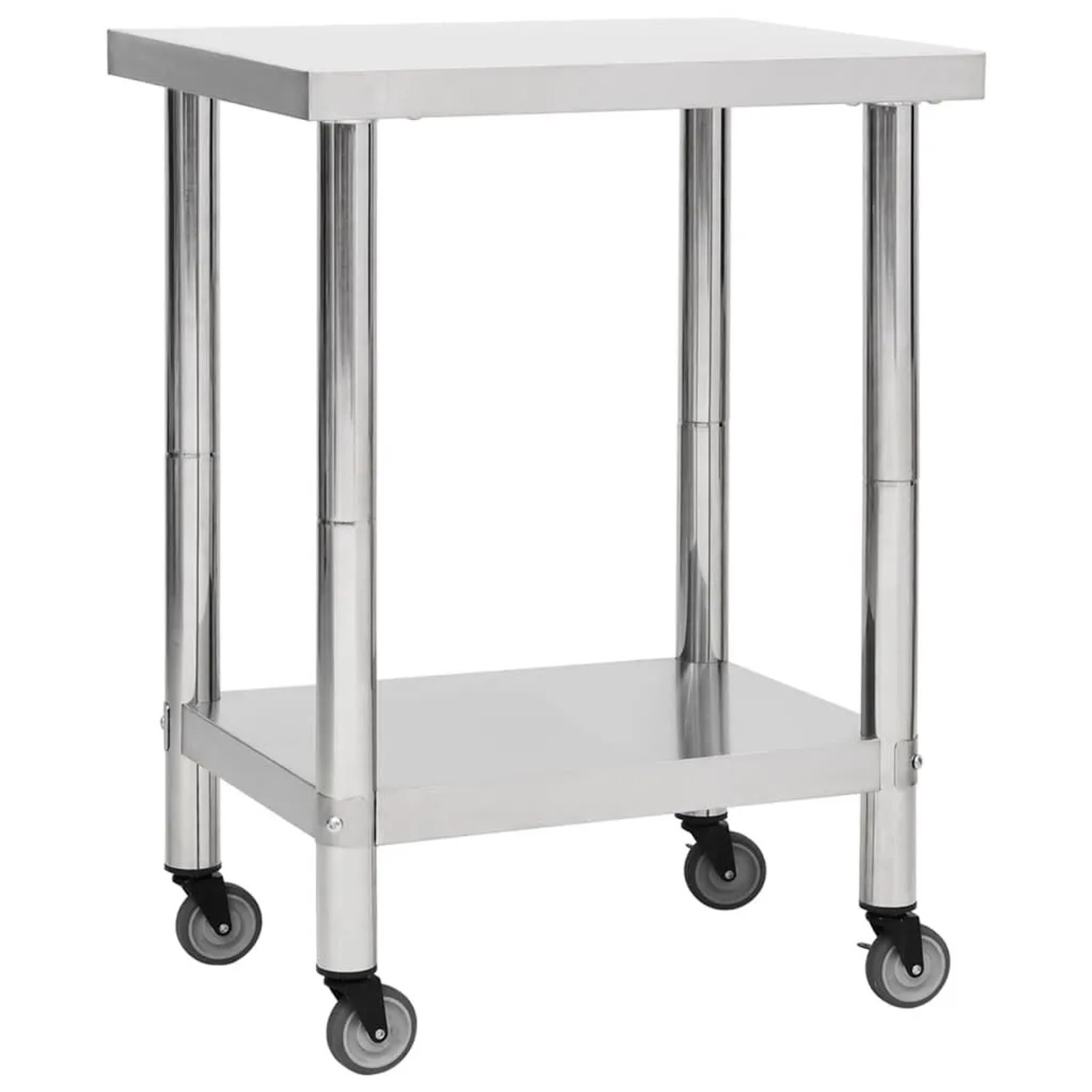 DELUKE Edelstahl Arbeitstisch Mit Rollen BEWO 80x45x85cm Gastro-Tischwagen Arbeitsfläche Gastro-Küchentisch Servierwagen Mobil