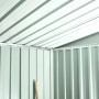 Innenansicht des Home Deluxe Geräteschuppen Bohio L in Anthrazit, Detailaufnahme von Wand und Dach.