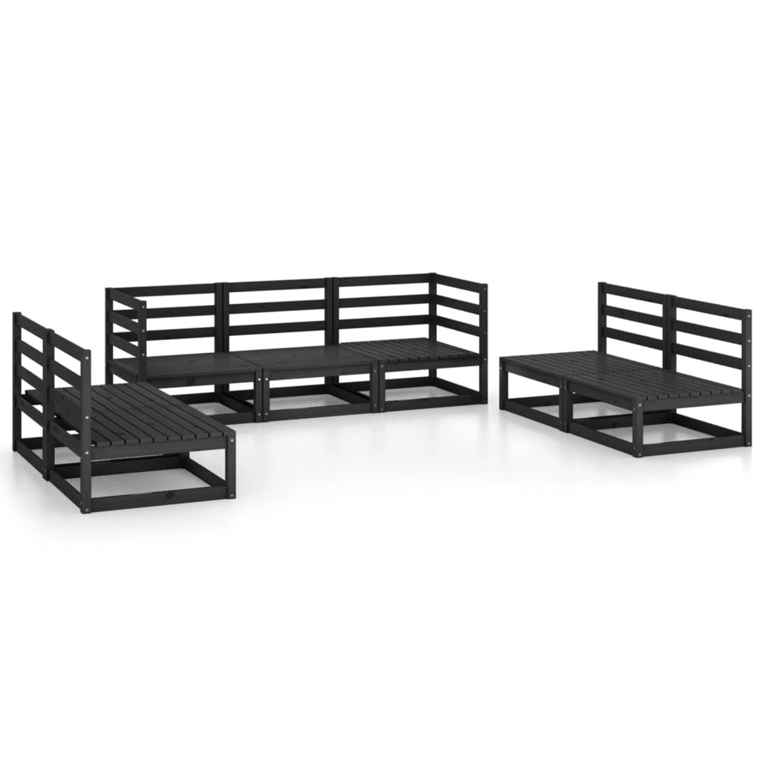 vidaXL 7-tlg Garten-Lounge-Set Schwarz Massivholz Kiefer Modell 7 günstig online kaufen