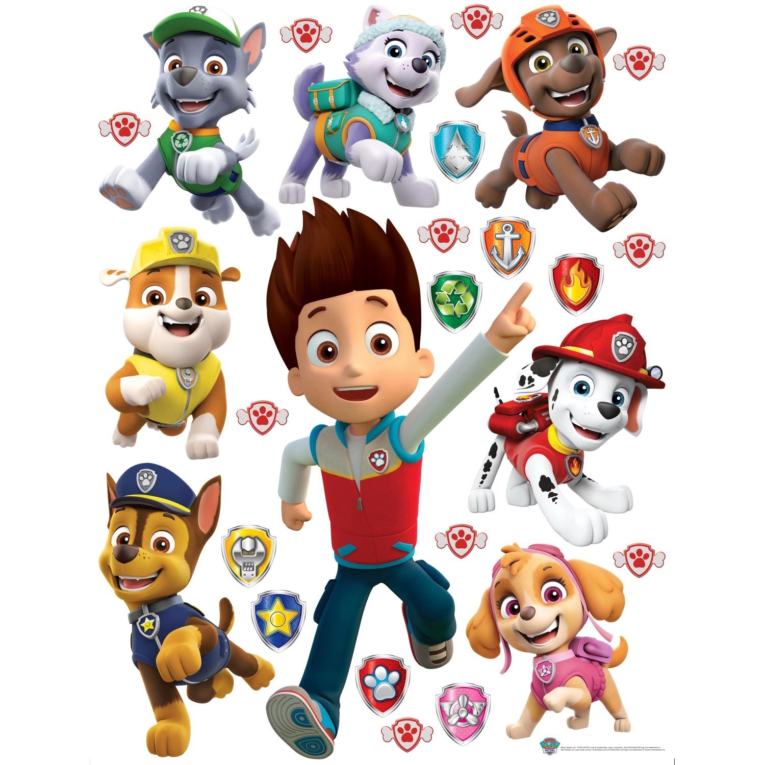 Sanders & Sanders Wandtattoo Paw Patrol Rot Gelb und Grün 65 x 85 cm 600175 günstig online kaufen