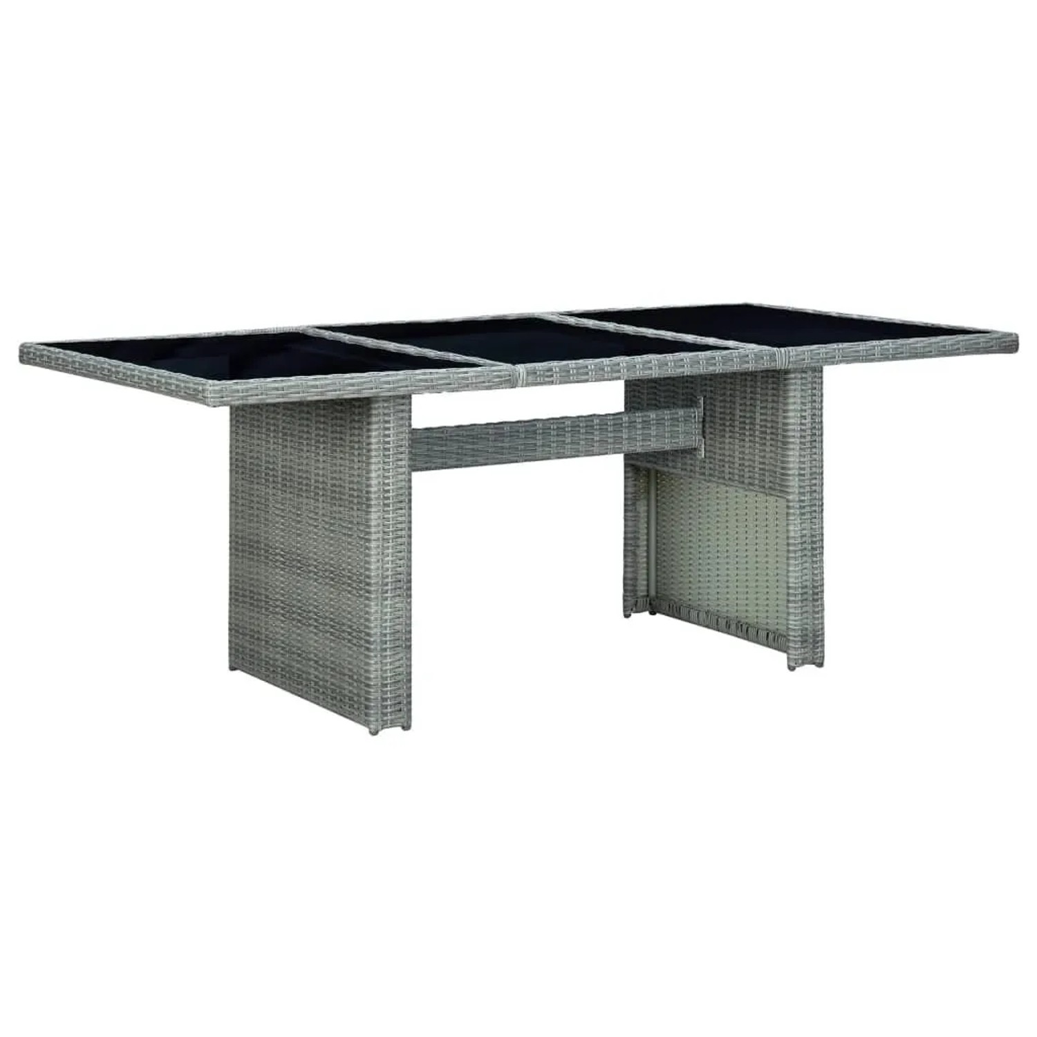 Furnicato Gartentisch Hellgrau Poly Rattan Und Hartglas