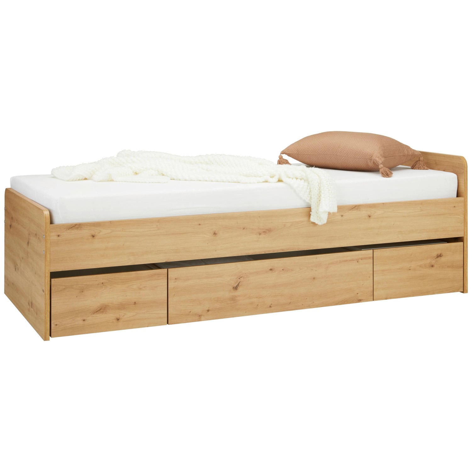 Based Bett in Eichefarben ca. 90x200cm