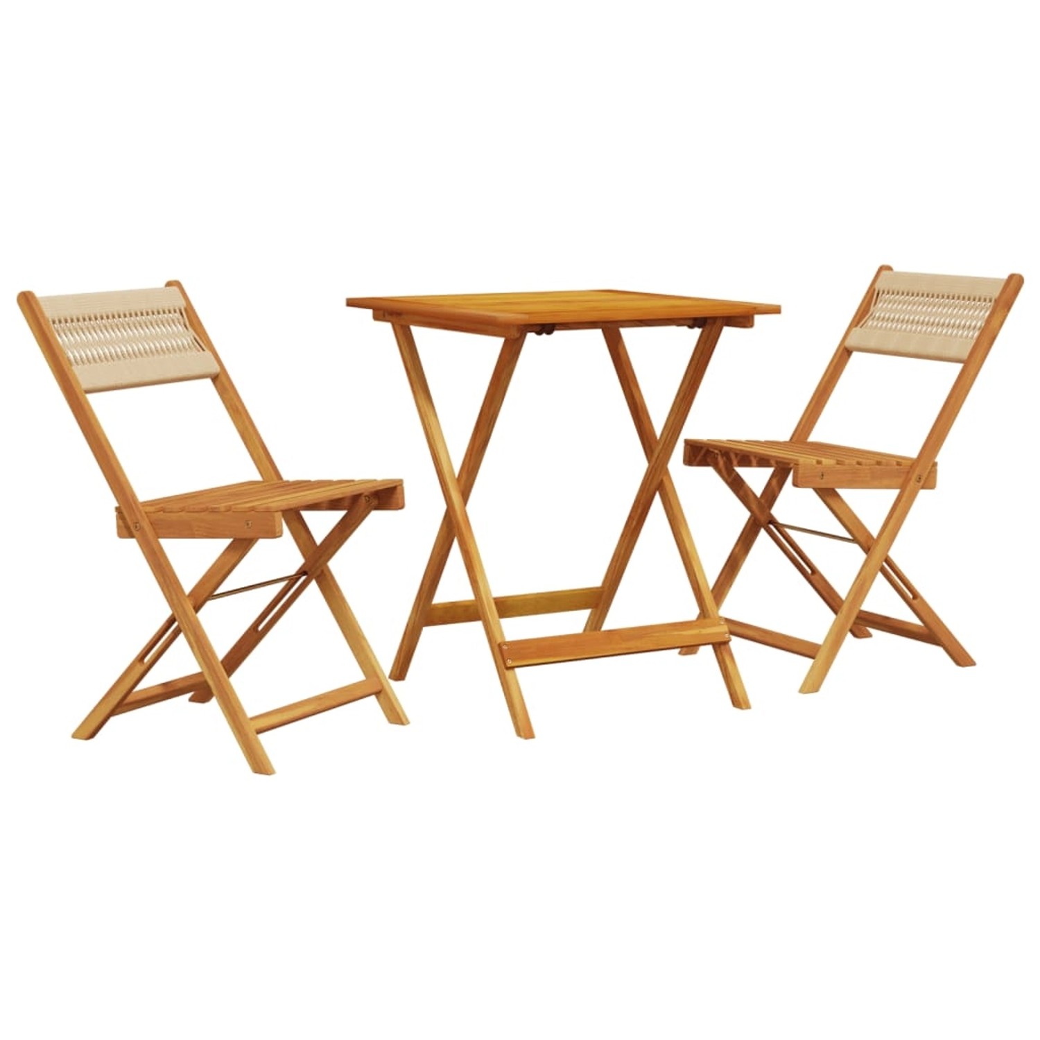 vidaXL 3-tlg Bistro-Set Beige Polypropylen und Massivholz Modell 7