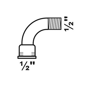 Abbildung eines 90° Kirchhoff Bogen Fittings, 1/2 Zoll, verzinkt, für Temperguss-Installationen.