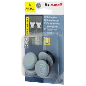 Fix-o-moll Rohrkappen Easyglider, Ø 25mm, grau, 4er-Pack, für Möbelgleiter & Oberflächenschutz.