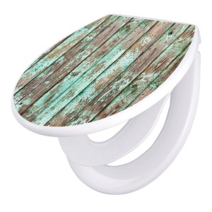 Banjado WC-Sitz mit Absenkautomatik und Kindersitz, Motiv verwittertes Holz.