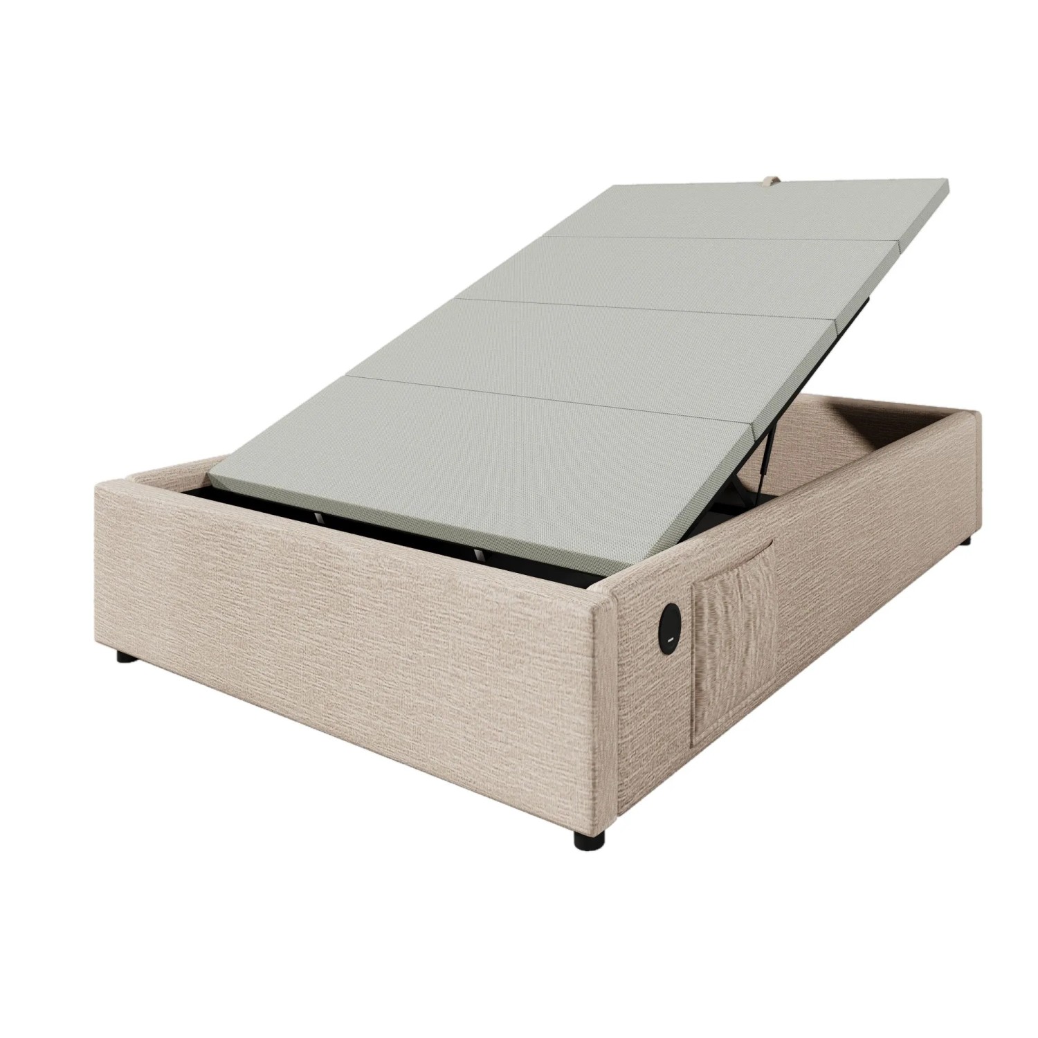 okwish Polsterbett 90x200cm mit Stauraum USB C Schlafzimmer Natur ohne Matratze