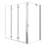 AICA Badewanneaufsatz mit Seitenwand, 3-teilig, Faltwand, 6mm ESG Glas, chromglänzend.