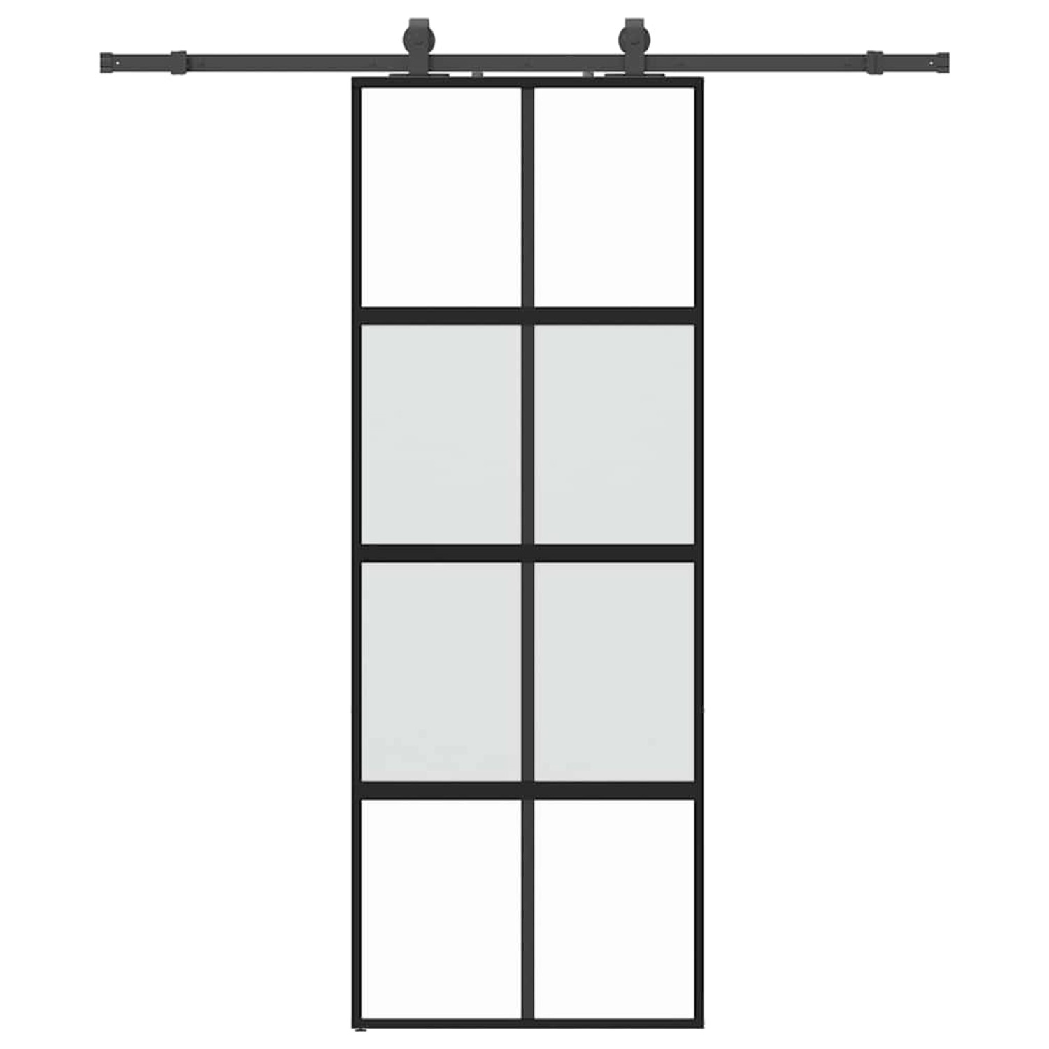 vidaXL Schiebetür mit Beschlag Schwarz 76x205 cm Hartglas 3375832 günstig online kaufen