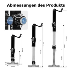 Wiltec Stützfuß 900Kg Kurbel Oben Rohrhalterung Abstellstütze Anhänger Wohnwagen