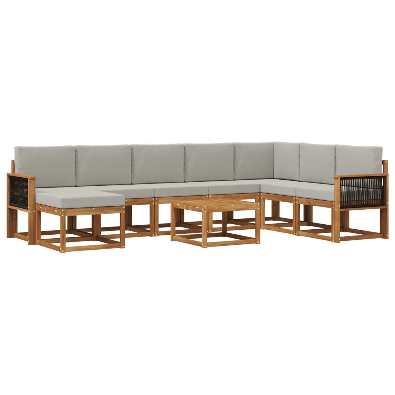 vidaXL Outdoor-Sofagarnitur mit Kissen 9 Stk Natur und Hellgrau 3385472