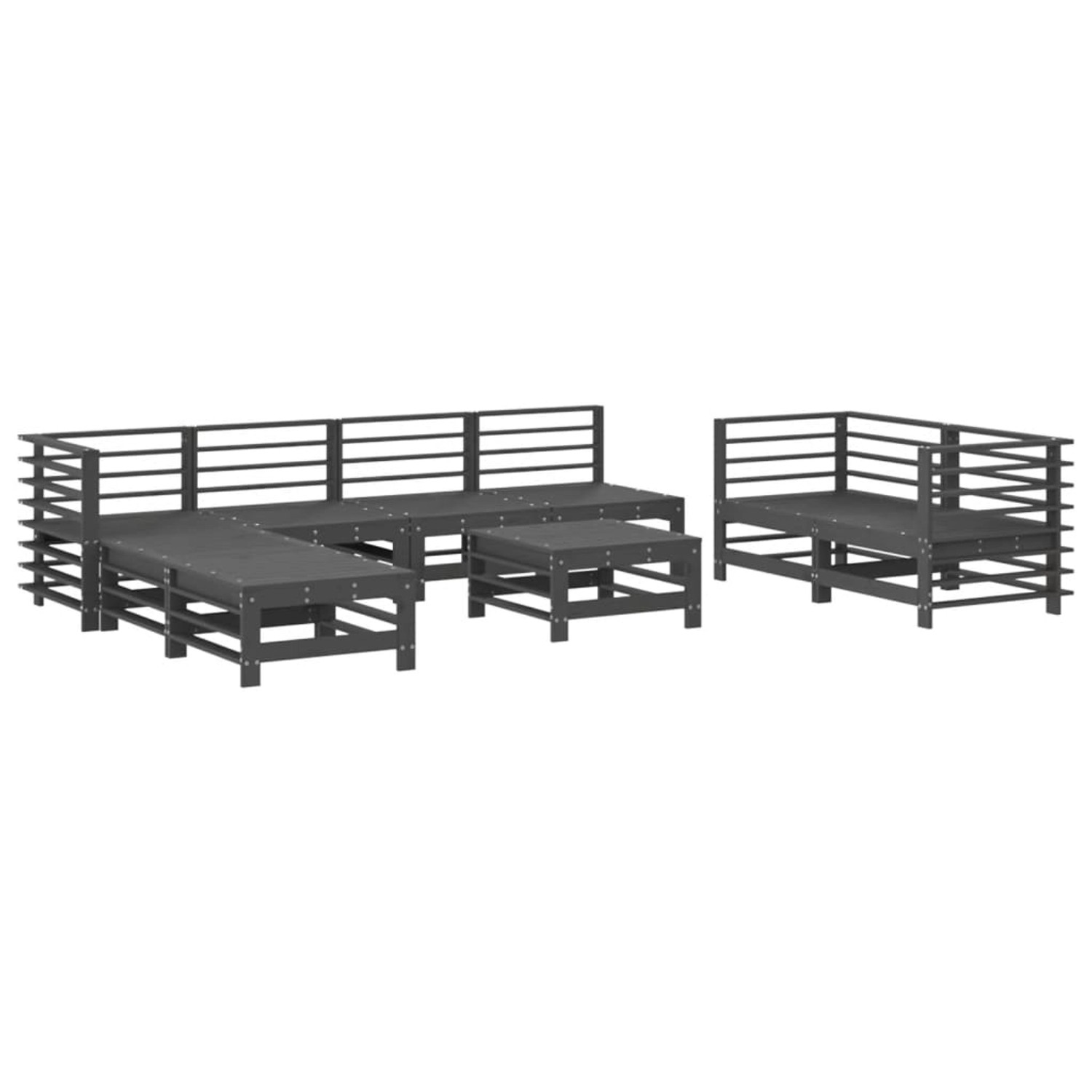 vidaXL 9-tlg Garten-Lounge-Set Grau Massivholz Kiefer Modell 10 günstig online kaufen