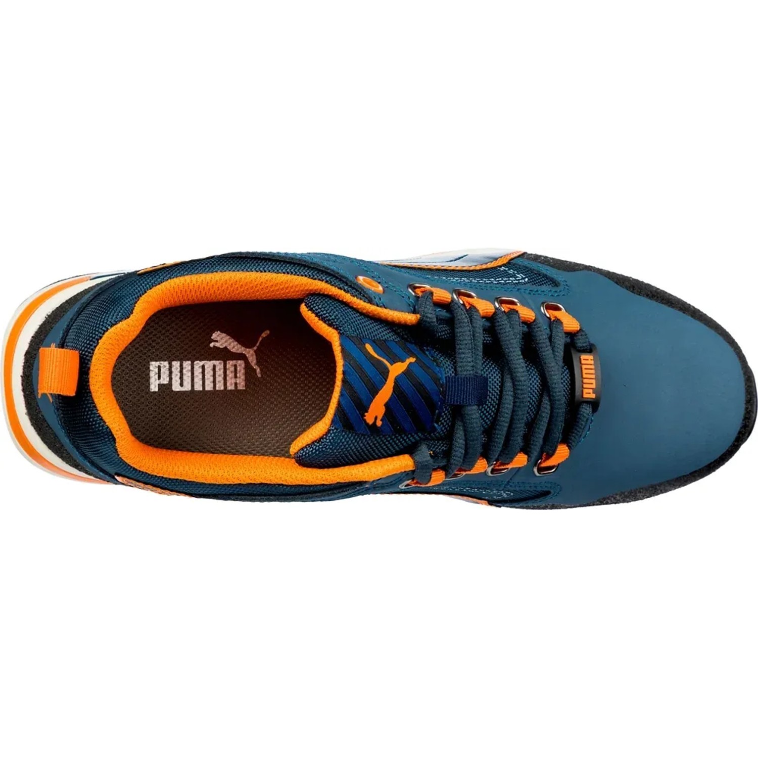 Puma Safety Crosstwist Low S3 Arbeitsschuh, blau-orange, Größe 46, von oben.