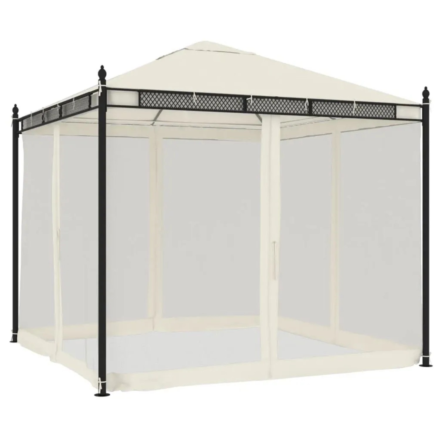 vidaXL Pavillon mit Netzwänden Creme 2,93x2,93 m Stahl 368434