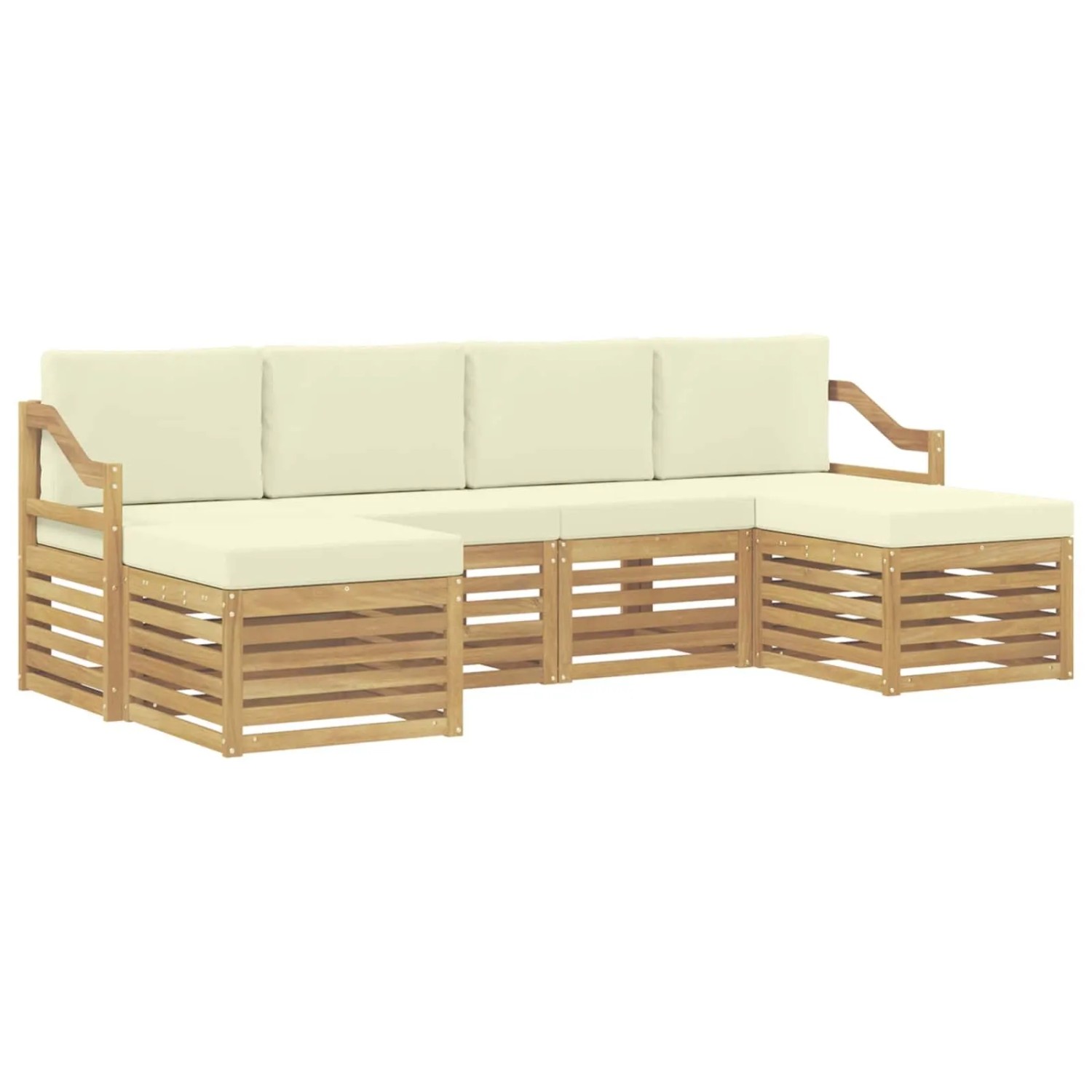 vidaXL Outdoor-Sofagarnitur 6-Tlg Weiß und Creme 245 x 122,5 x 73 cm 3392290